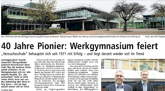 40-jähriges Jubiläum: Presse würdigt das Werkgymnasium